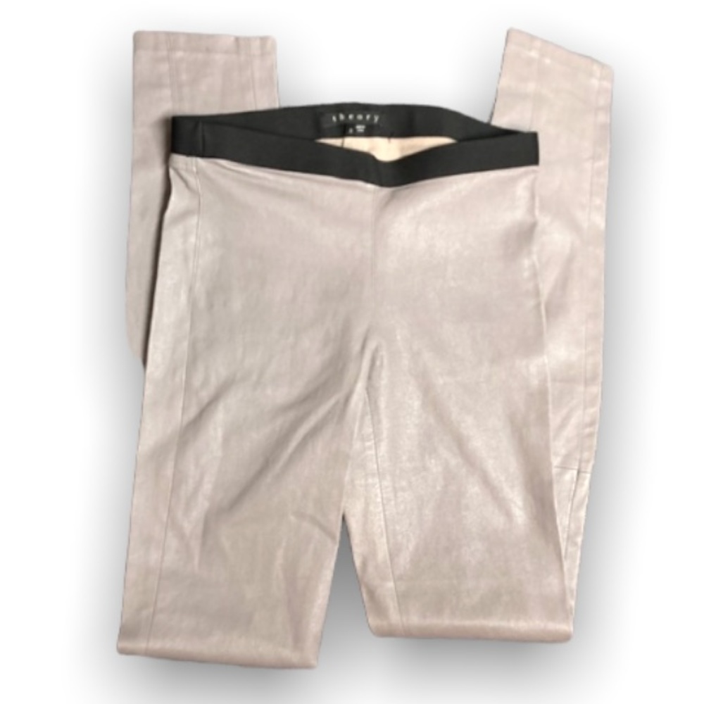 THEORY lambskin leather stretchy pants 0